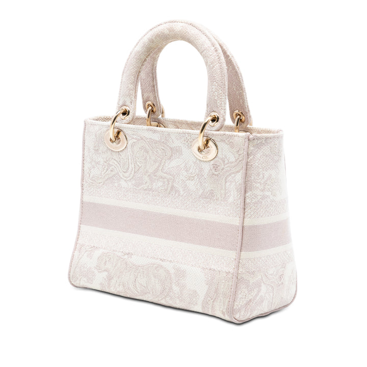 Dior Medium brodé Toile Toile De Jouy Lady D Lite