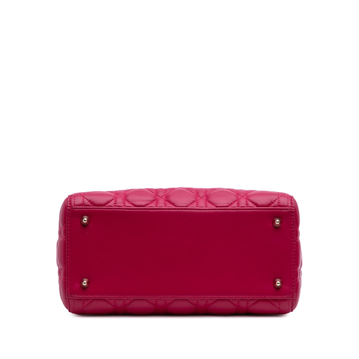 Medium Lambskin Cannage Lady Dior Pink - Gaby Paris