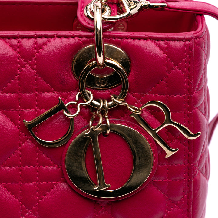 Medium Lambskin Cannage Lady Dior Pink - Gaby Paris
