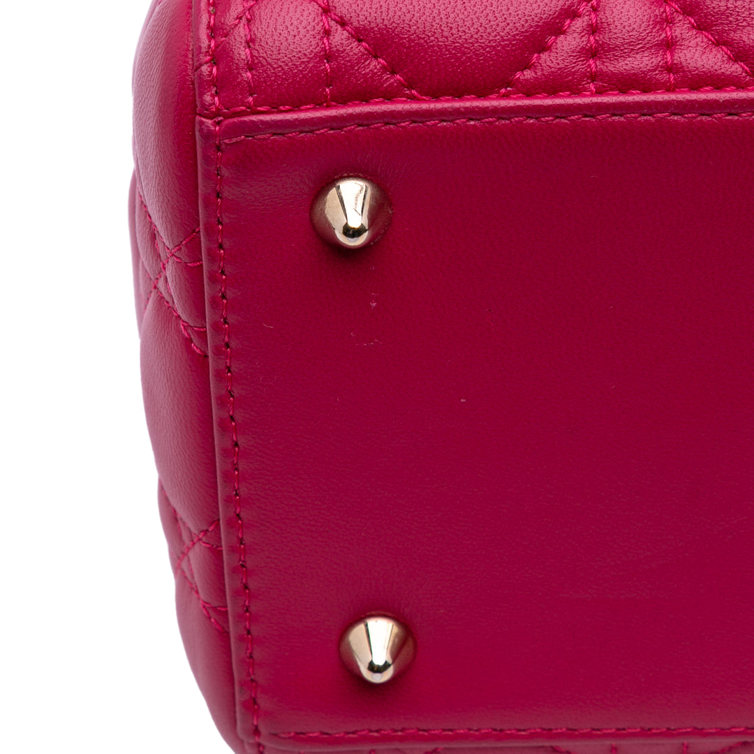 Medium Lambskin Cannage Lady Dior Pink - Gaby Paris