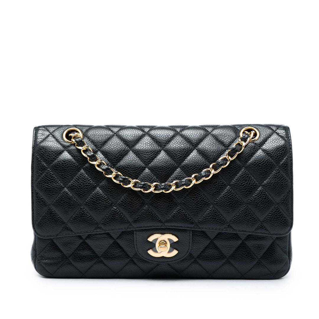 Chanel Classic Double rabat Moyen Cuir caviar Noir