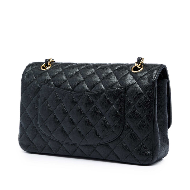 Chanel Classic Double rabat Moyen Cuir caviar Noir