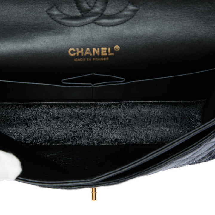 Chanel Classic Double rabat Moyen Cuir caviar Noir