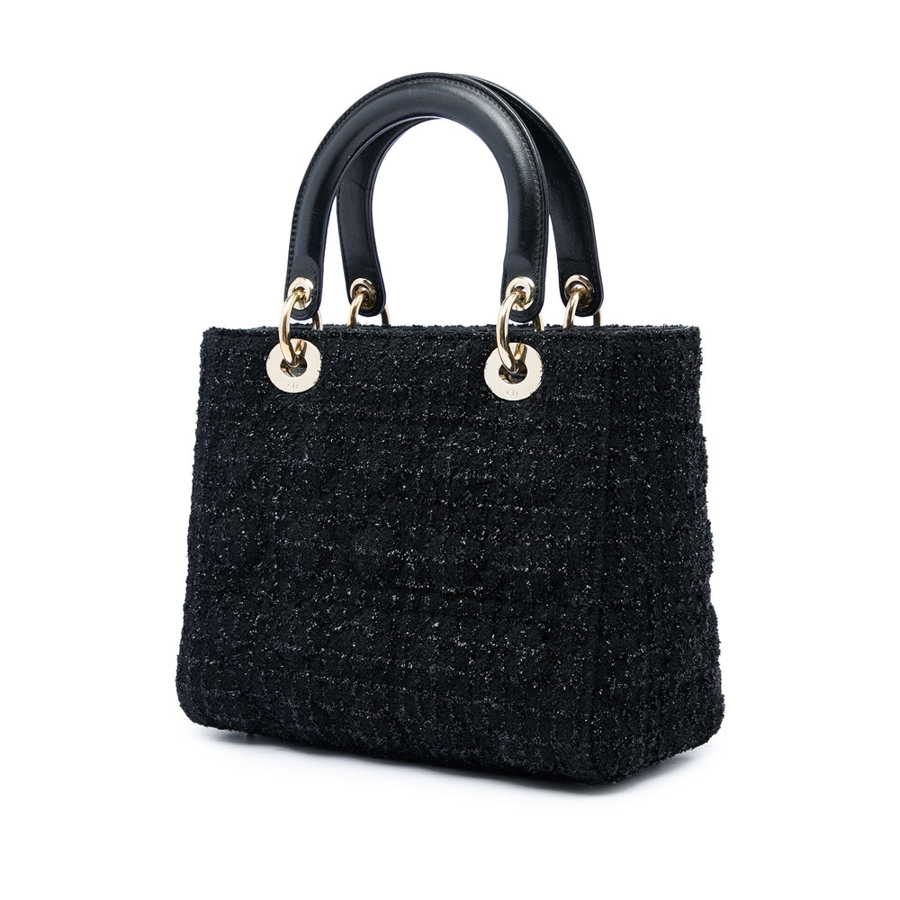 Dior Lady Dior Cannage Moyen Tweed Noir – vue 2 – GABY PARIS