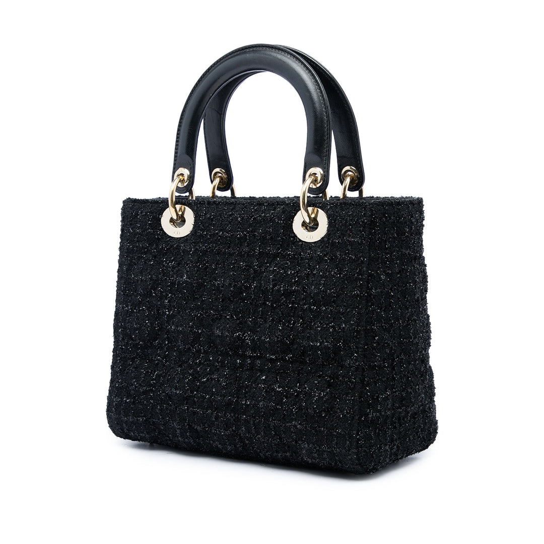 Dior Lady Dior Cannage Moyen Tweed Noir – vue 2 – GABY PARIS