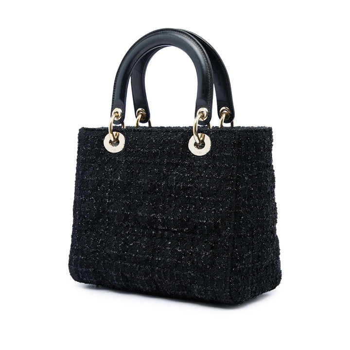 Dior Lady Dior Cannage Moyen Tweed Noir – vue 2 – GABY PARIS