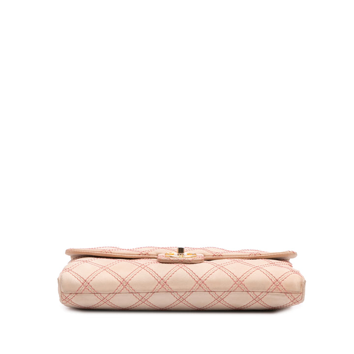 Jumbo Quilted Calfskin Triple Stitched Flap Brown - Gaby Paris