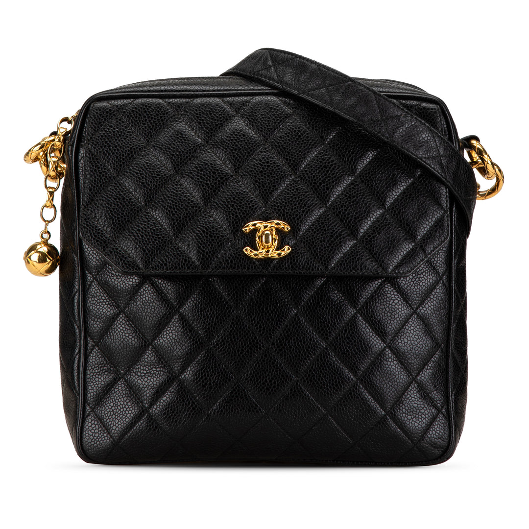 Chanel Quilted Caviar Ball Charm Pocket Crossbody Black - GABY PARIS