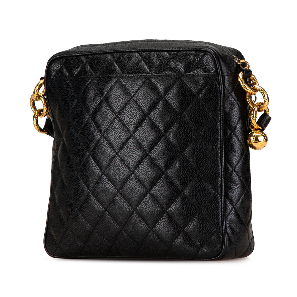 Chanel Quilted Caviar Ball Charm Pocket Crossbody Black - GABY PARIS