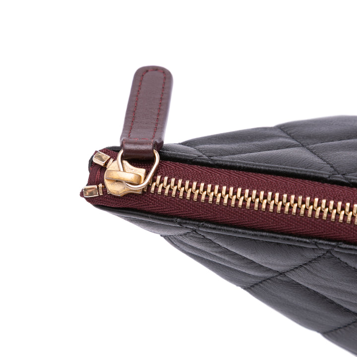 Large Quilted Lambskin O Case Clutch Black - Gaby Paris