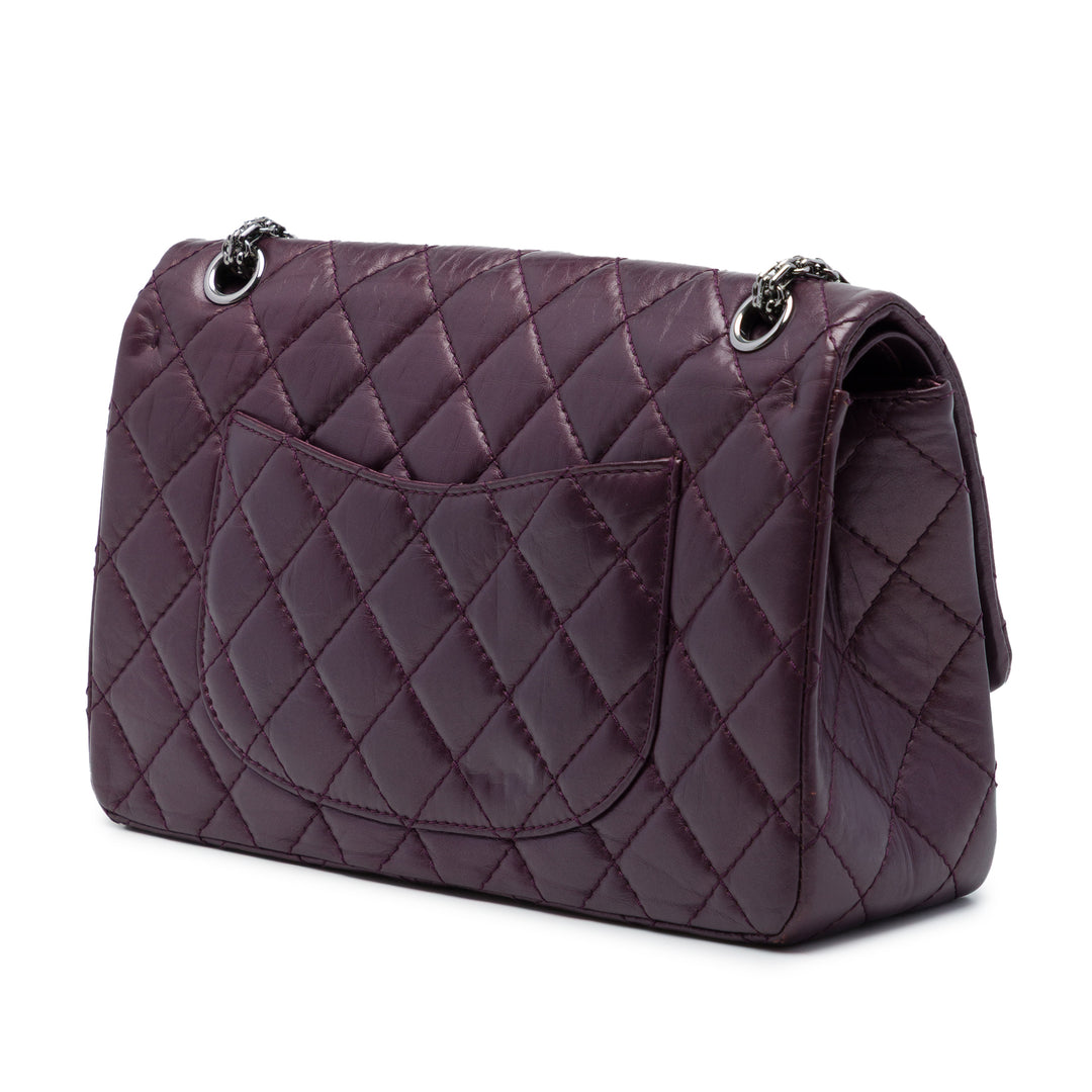 Matelassé Métallisé vieilli Reissue 2.55 Double rabat 226 Cuir de veau Violet