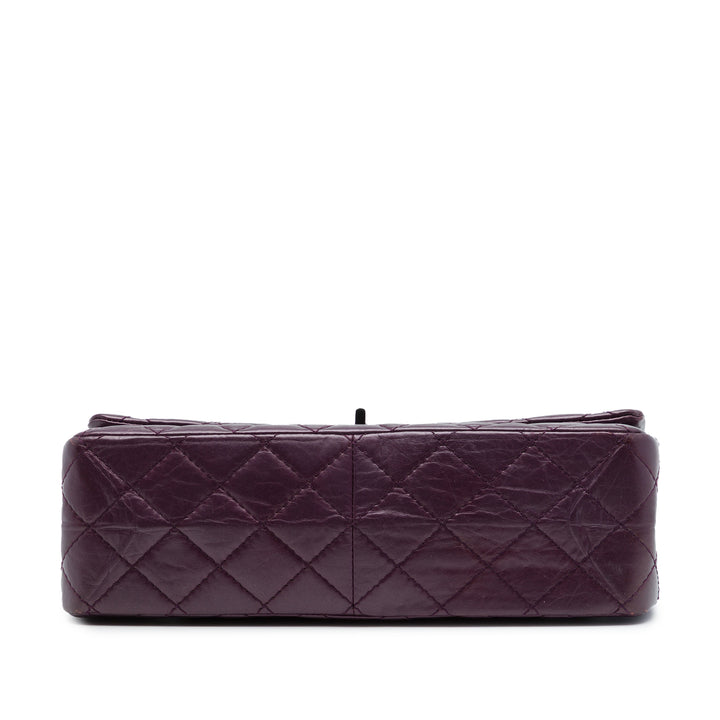 Matelassé Métallisé vieilli Reissue 2.55 Double rabat 226 Cuir de veau Violet