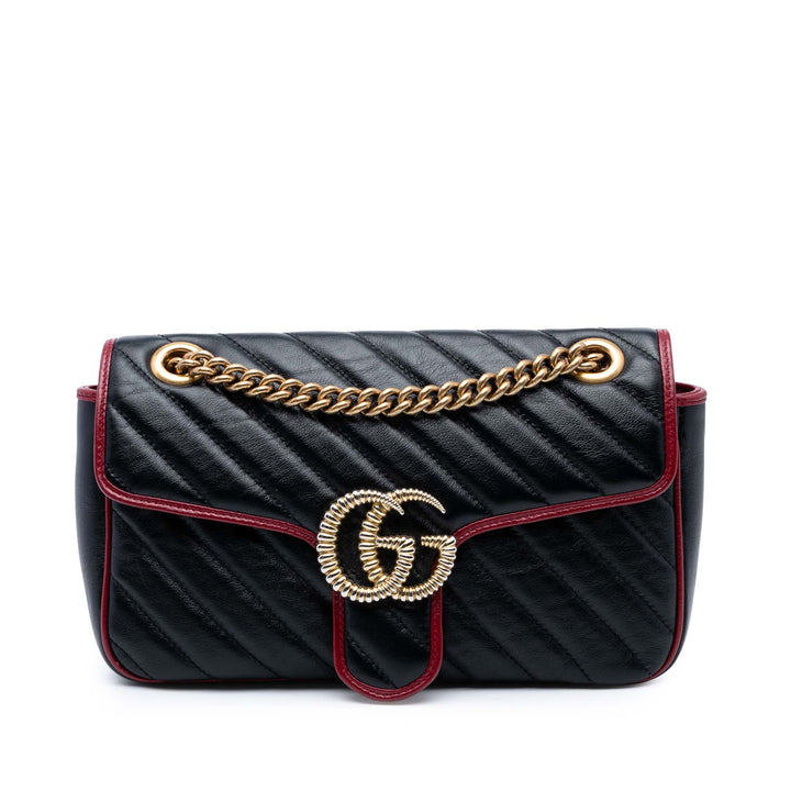 Gucci Medium GG Marmont Matelasse Diagonal Cuir Torchon Sac bandoulière