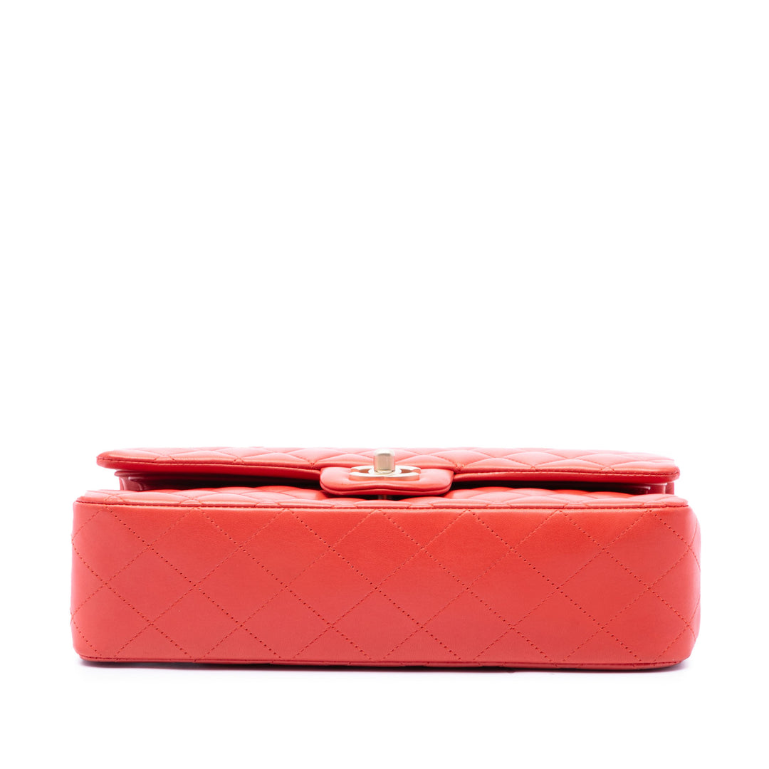 Classic Double rabat Moyen Cuir d'agneau Orange