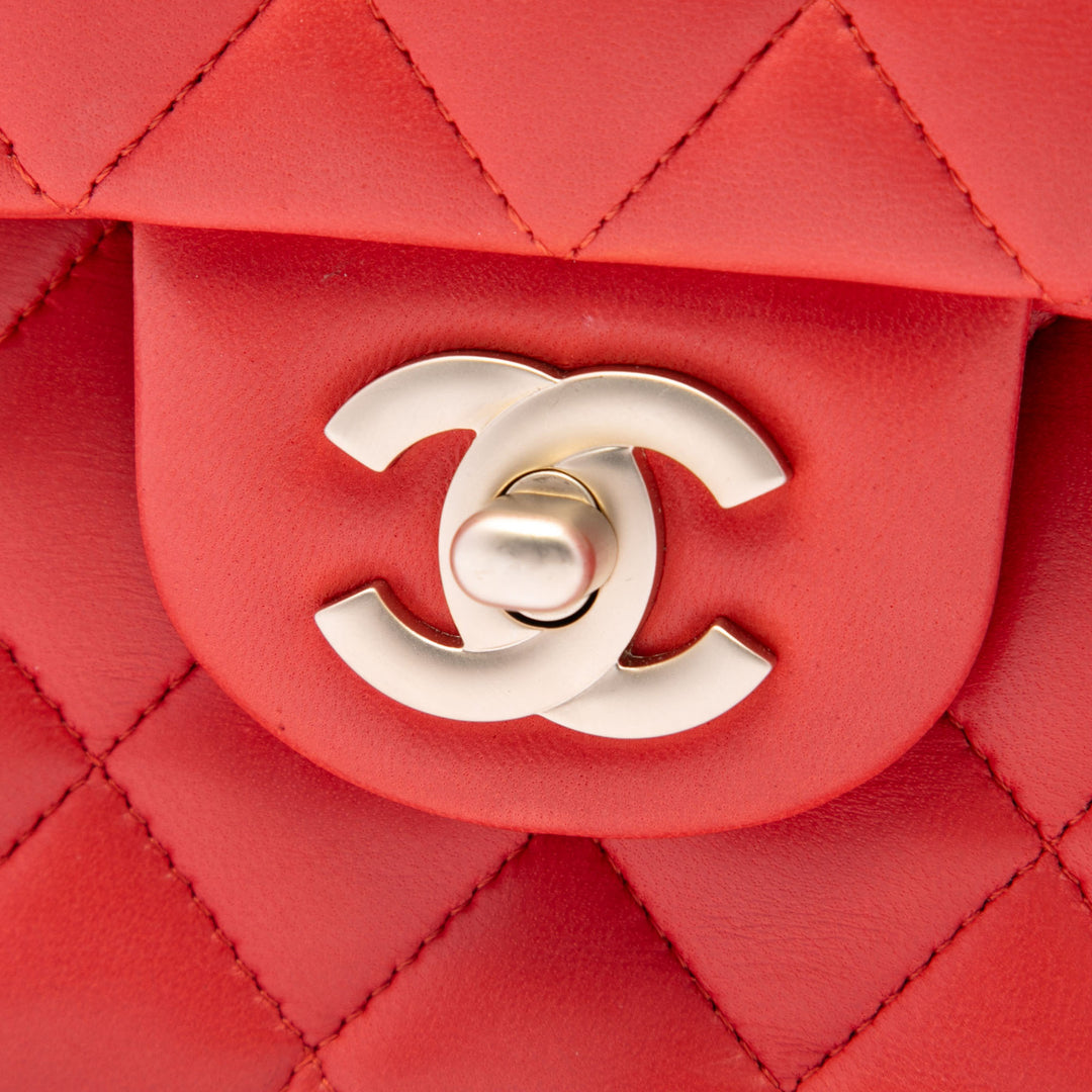 Classic Double rabat Moyen Cuir d'agneau Orange