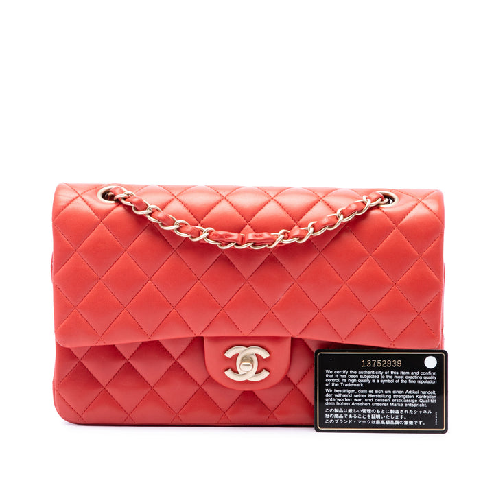 Classic Double rabat Moyen Cuir d'agneau Orange