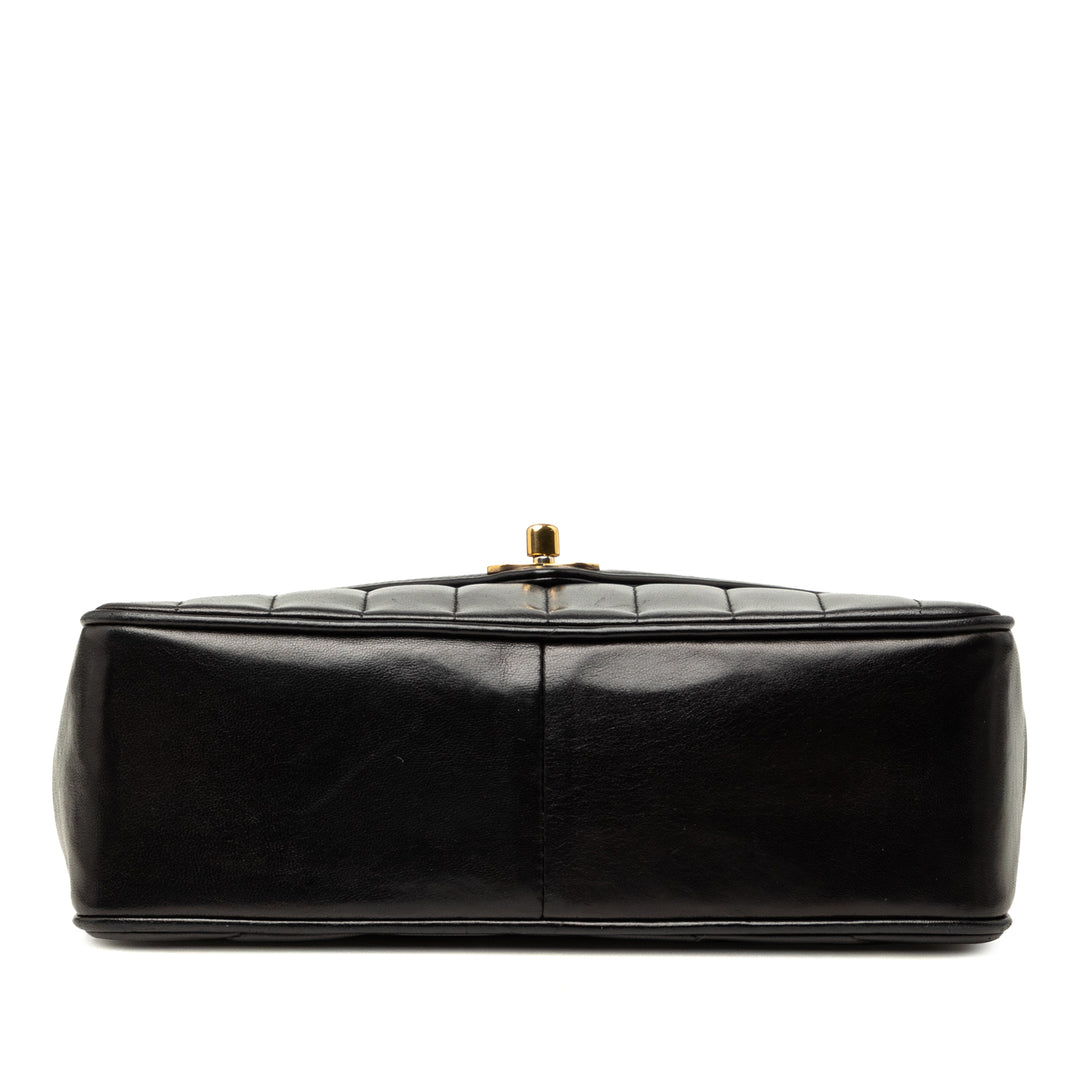 Chevron Enveloppe à rabat Petit Cuir d'agneau Noir