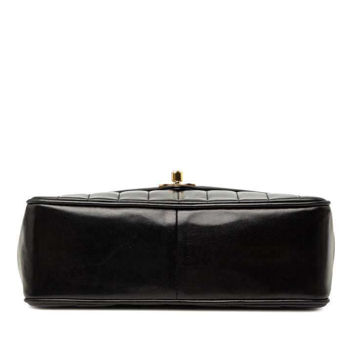 Chevron Enveloppe à rabat Petit Cuir d'agneau Noir