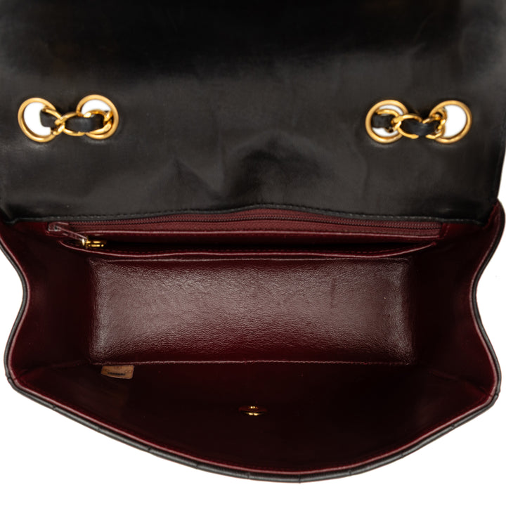 Chevron Enveloppe à rabat Petit Cuir d'agneau Noir