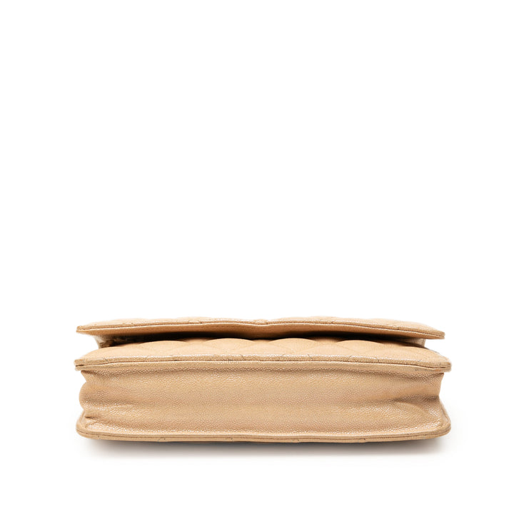 Chanel CC Matelassé Wallet on Chain Cuir caviar Beige – vue 3 – GABY PARIS