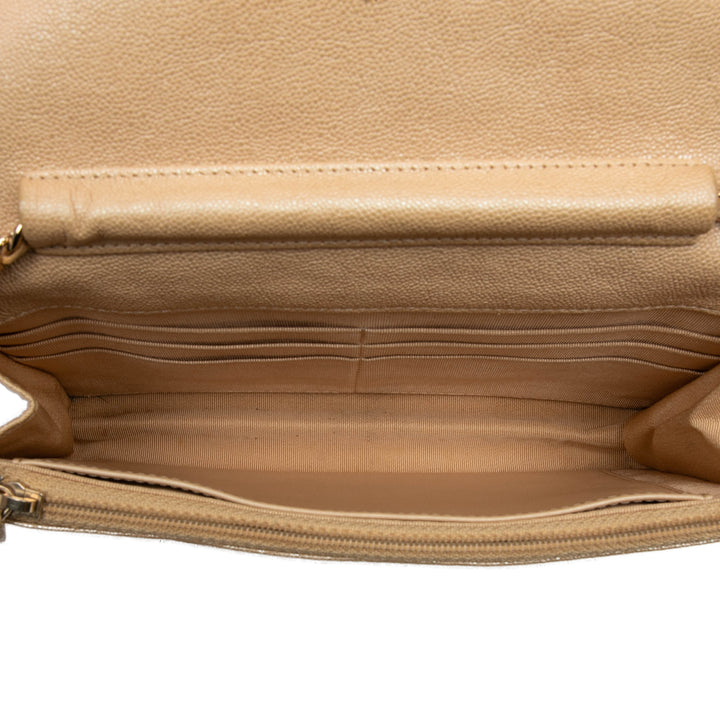 Chanel CC Matelassé Wallet on Chain Cuir caviar Beige – vue 4 – GABY PARIS
