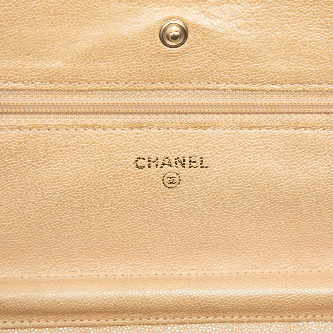 Chanel CC Matelassé Wallet on Chain Cuir caviar Beige – vue 5 – GABY PARIS
