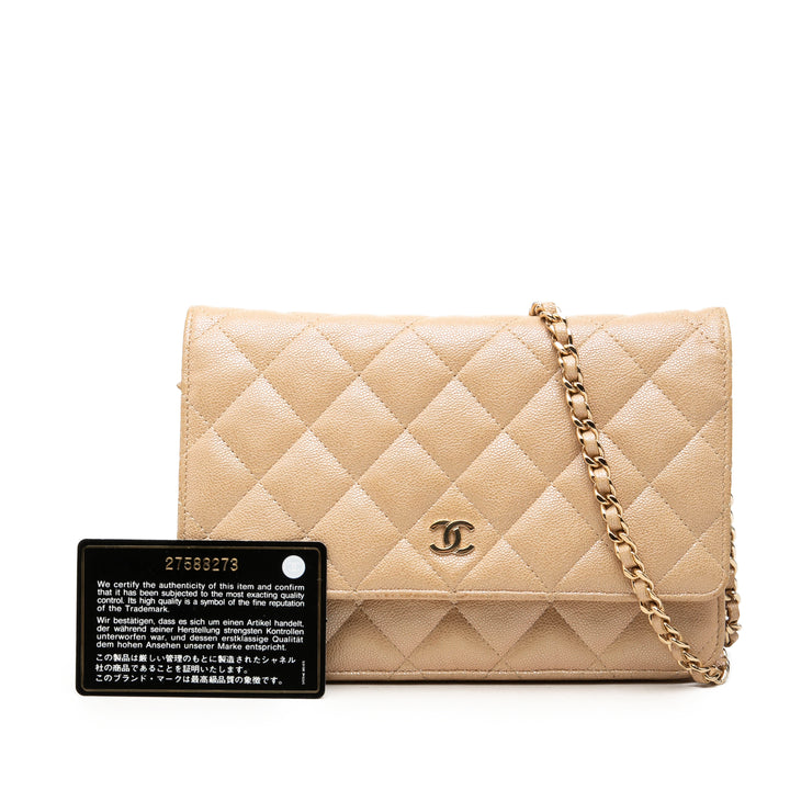 Chanel CC Matelassé Wallet on Chain Cuir caviar Beige – vue 7 – GABY PARIS