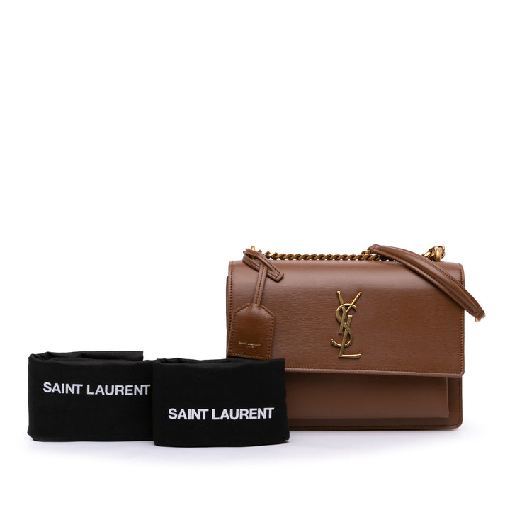 Medium Leather Monogram Sunset Crossbody Brown - Gaby Paris