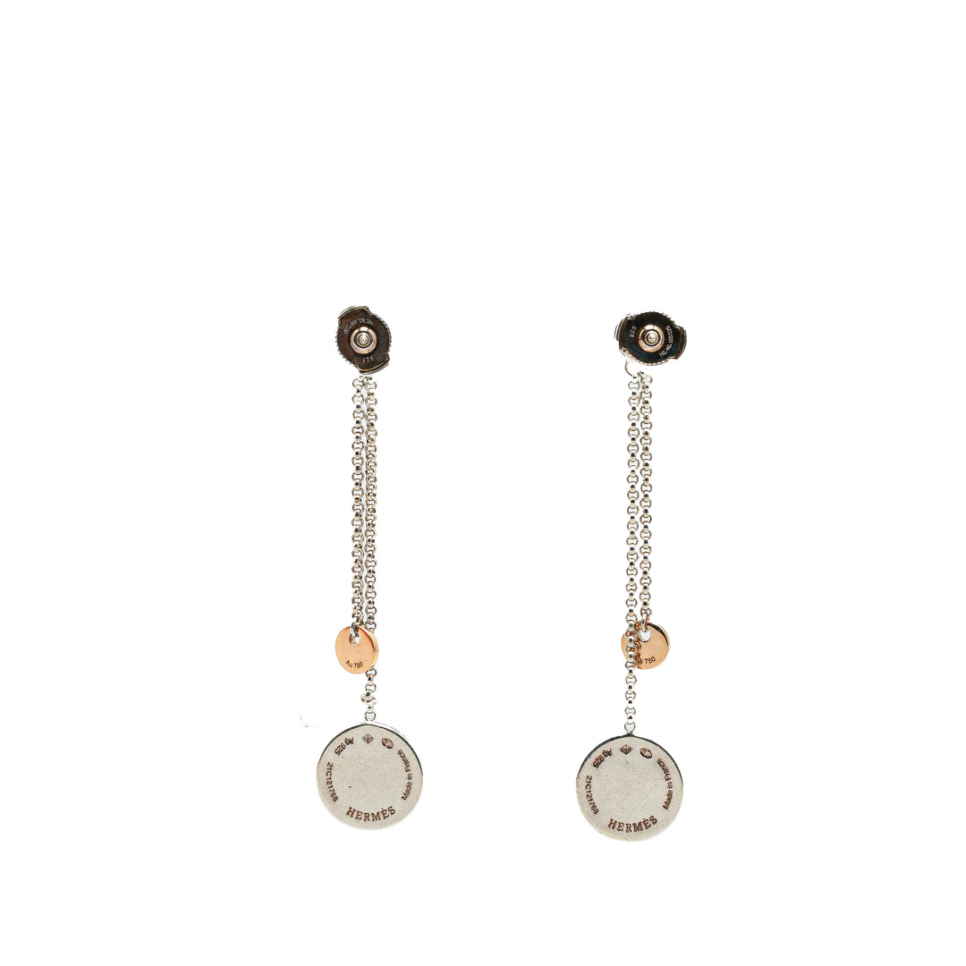 Hermès Sterling Silver Ex-Libris Push Back Earrings Silver - GABY PARIS