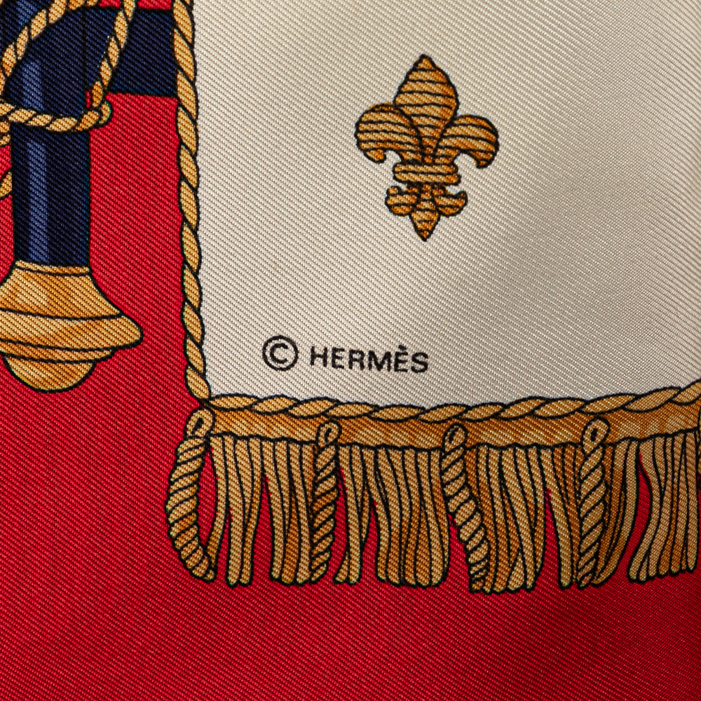 Hermès Vue Du Carosse De La Galere La Reale Soie Foulard Rouge – GABY PARIS Authentique
