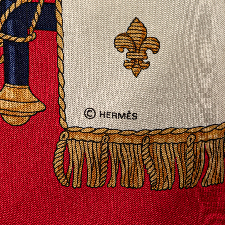 Hermès Vue Du Carosse De La Galere La Reale Soie Foulard Rouge – GABY PARIS Authentique