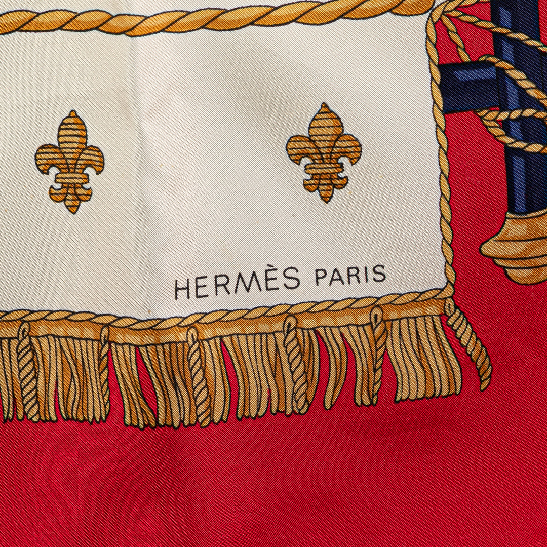 Hermès Vue Du Carosse De La Galere La Reale Soie Foulard Rouge – GABY PARIS Authentique