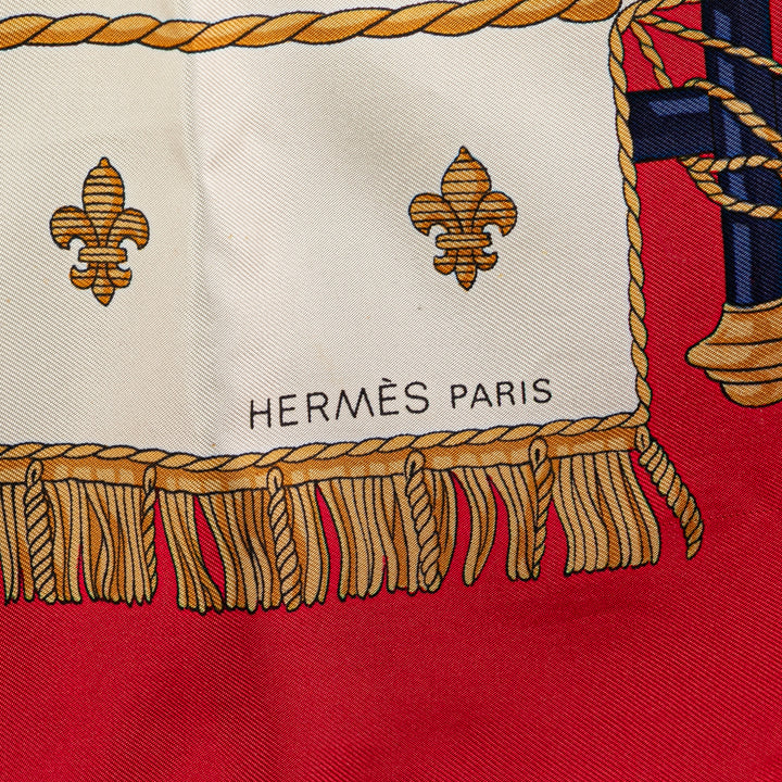 Hermès Vue Du Carosse De La Galere La Reale Soie Foulard Rouge – GABY PARIS Authentique