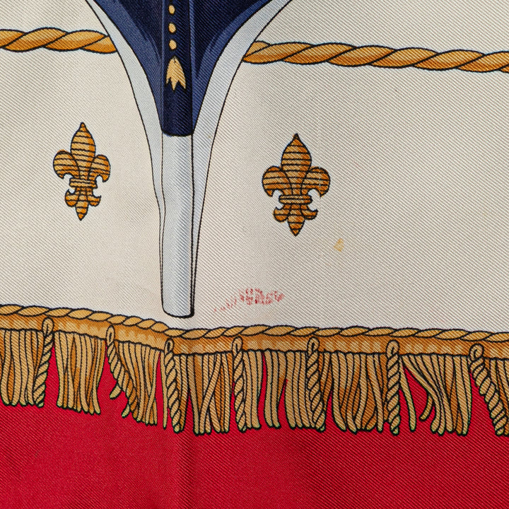 Hermès Vue Du Carosse De La Galere La Reale Soie Foulard Rouge – GABY PARIS Authentique