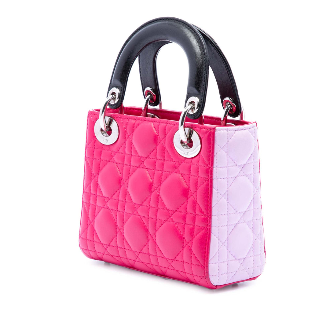 Dior Mini Tricolor Cuir d’agneau Cannage Lady Dior