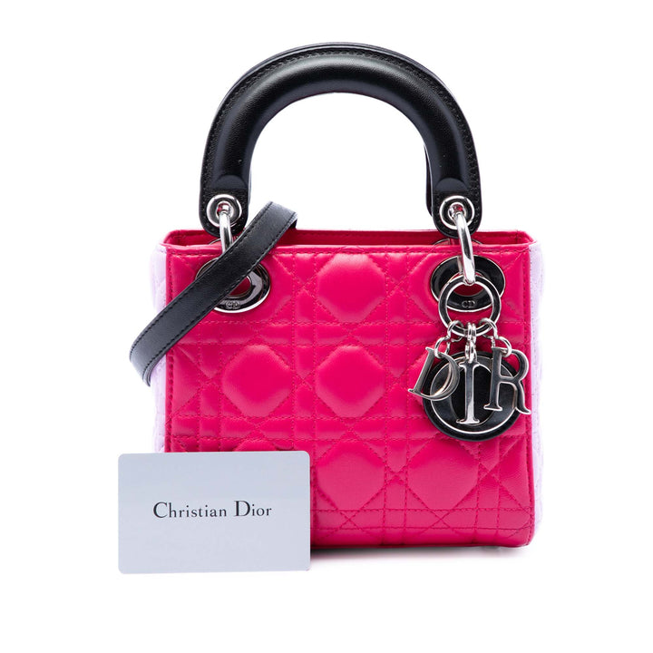 Dior Mini Tricolor Cuir d’agneau Cannage Lady Dior