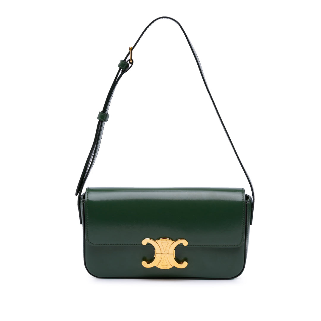 Shiny Calfskin Claude Shoulder Bag Green - Gaby Paris