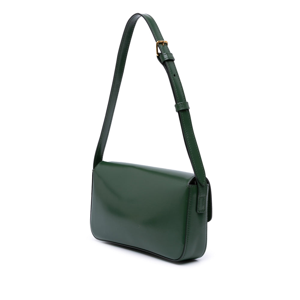 Shiny Calfskin Claude Shoulder Bag Green - Gaby Paris