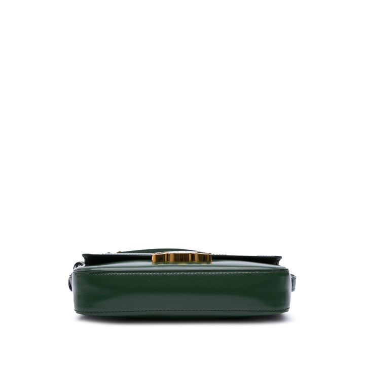 Shiny Calfskin Claude Shoulder Bag Green - Gaby Paris