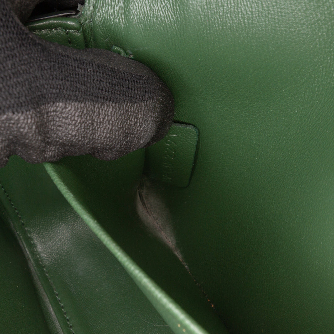 Shiny Calfskin Claude Shoulder Bag Green - Gaby Paris