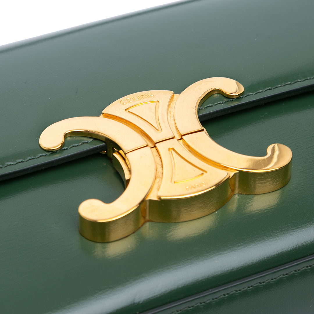 Shiny Calfskin Claude Shoulder Bag Green - Gaby Paris
