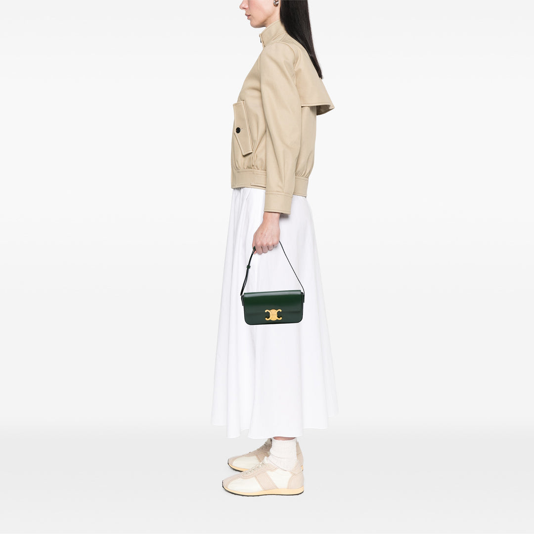 Shiny Calfskin Claude Shoulder Bag Green - Gaby Paris
