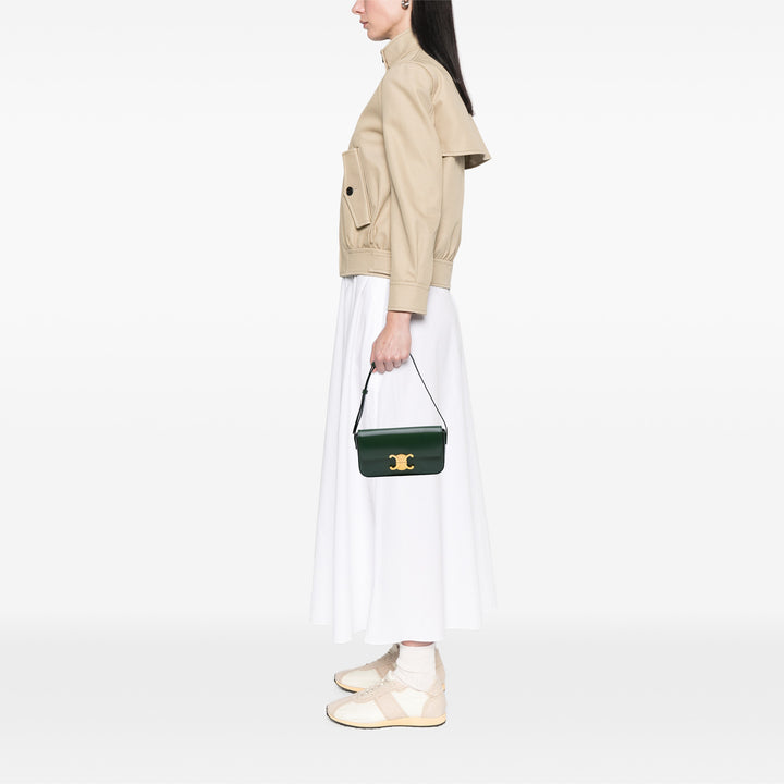 Shiny Calfskin Claude Shoulder Bag Green - Gaby Paris