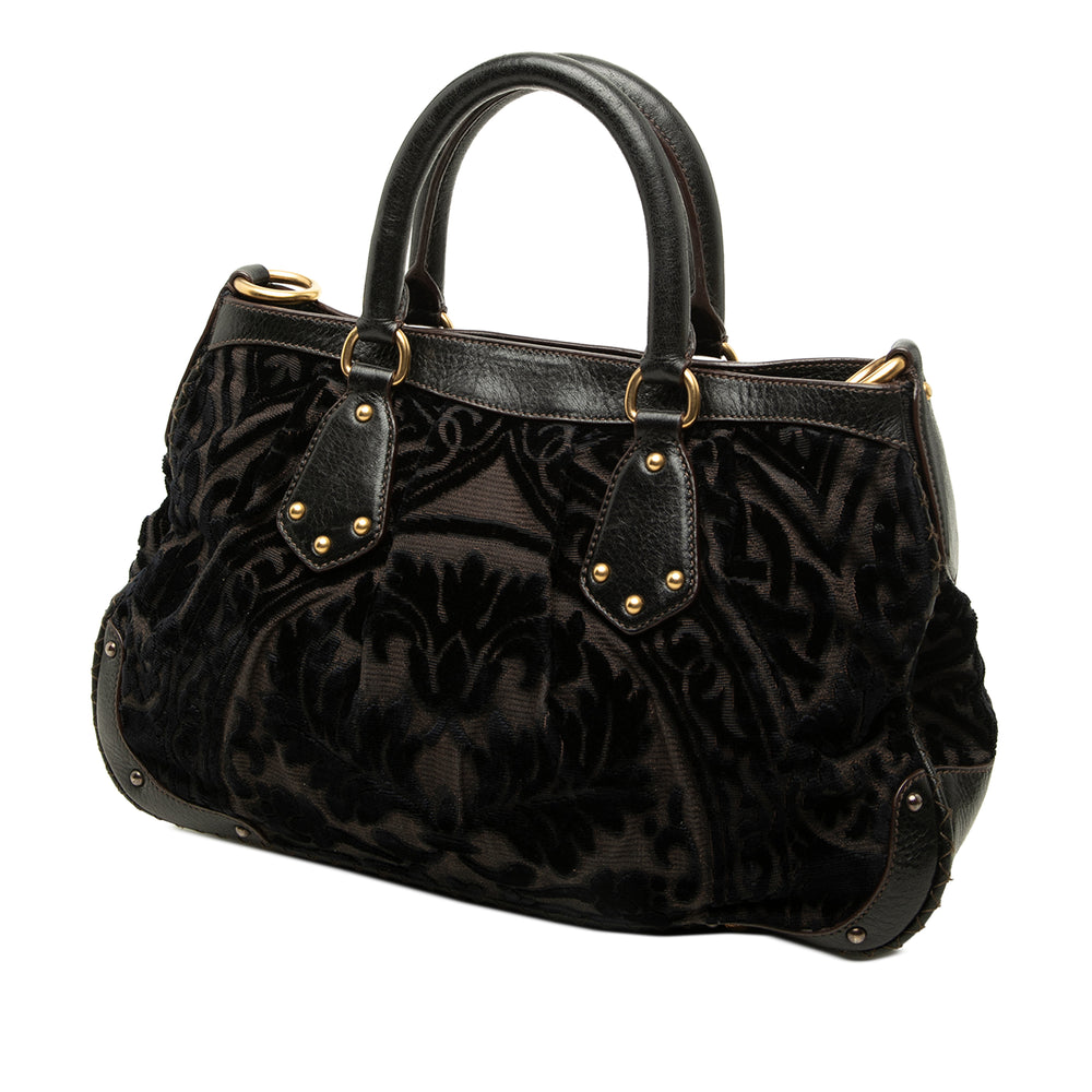 Prada Cabas Velluto Burnout et Canapa Logo Noir – vue 2 – GABY PARIS