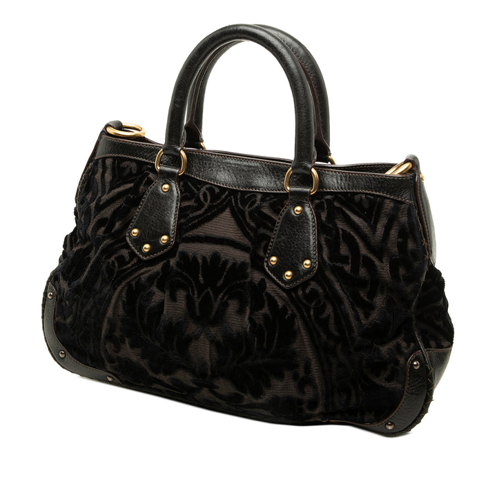 Prada Cabas Velluto Burnout et Canapa Logo Noir – vue 2 – GABY PARIS