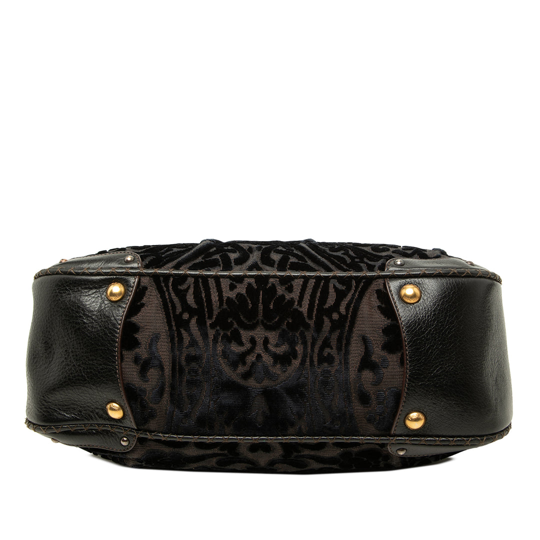 Prada Cabas Velluto Burnout et Canapa Logo Noir – vue 3 – GABY PARIS