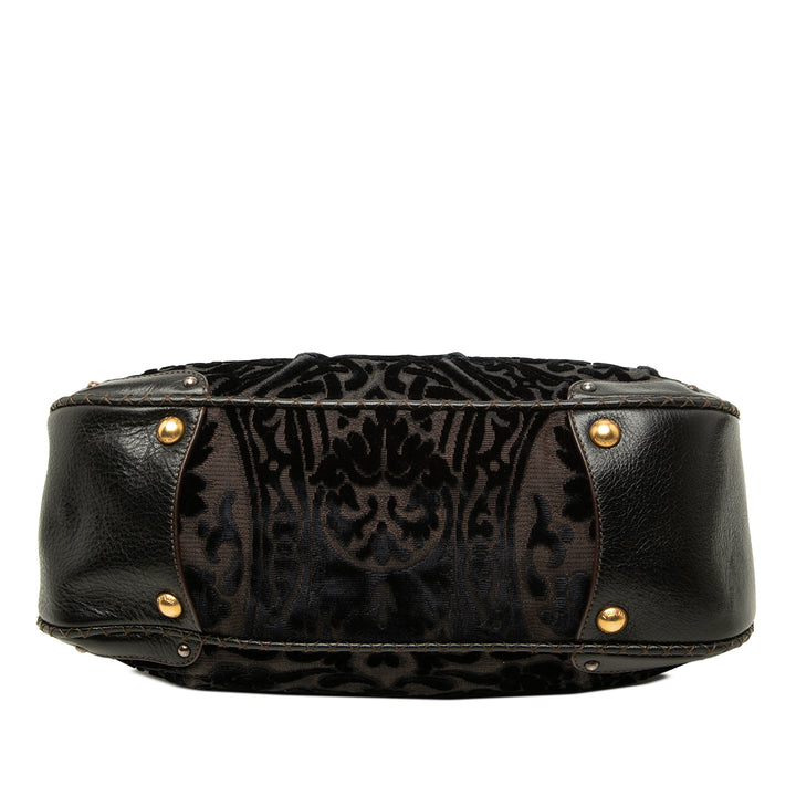 Prada Cabas Velluto Burnout et Canapa Logo Noir – vue 3 – GABY PARIS