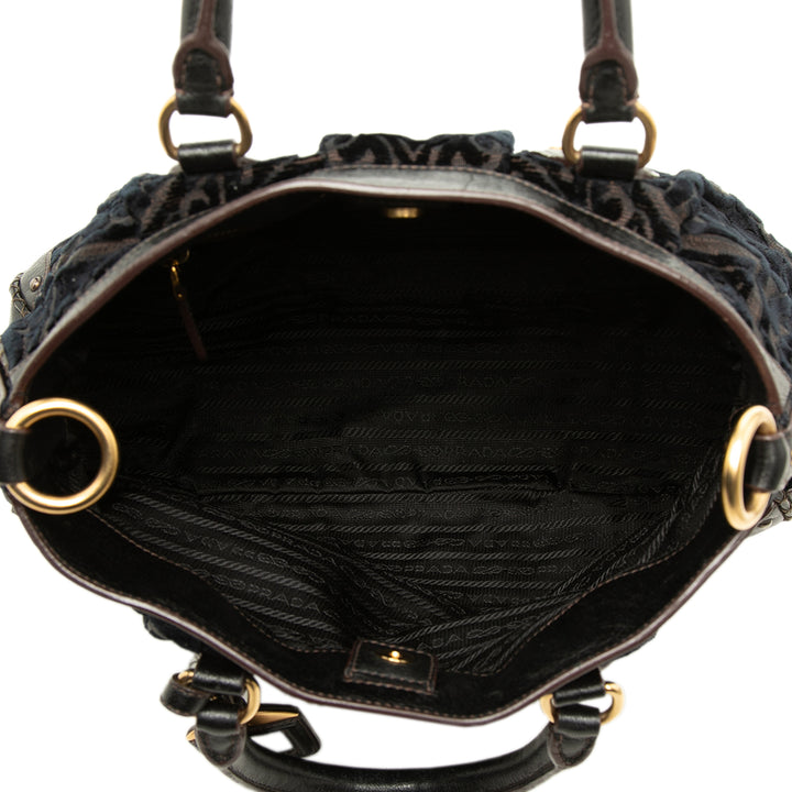 Prada Cabas Velluto Burnout et Canapa Logo Noir – vue 4 – GABY PARIS