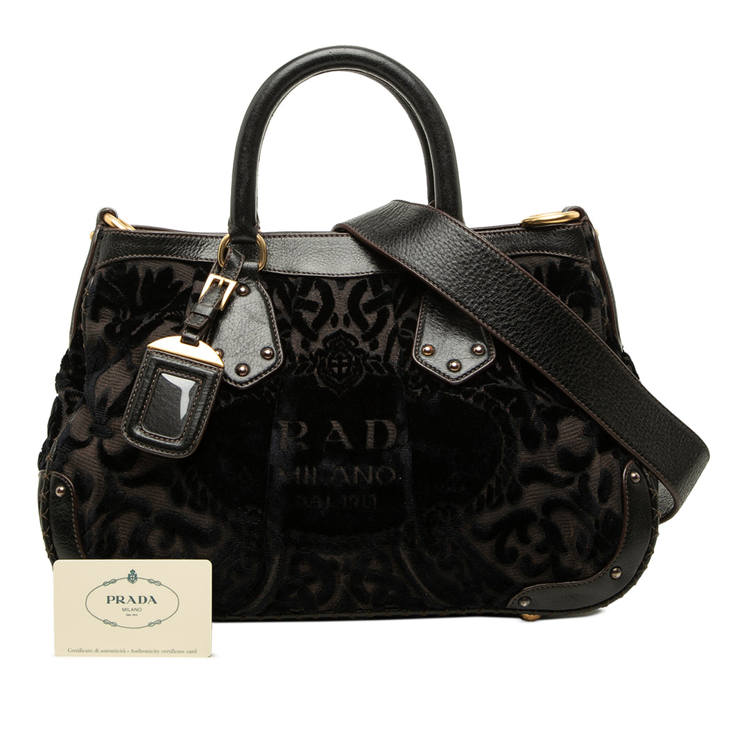 Prada Cabas Velluto Burnout et Canapa Logo Noir – vue 7 – GABY PARIS