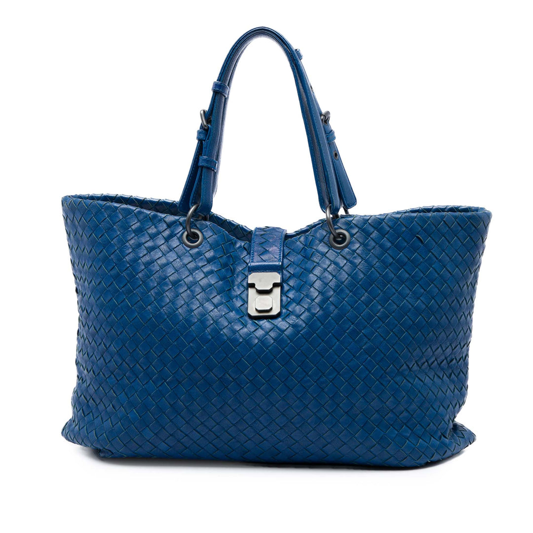 Bottega Veneta Cabas Intrecciato Capri nappa Moyen Bleu – vue principale – GABY PARIS